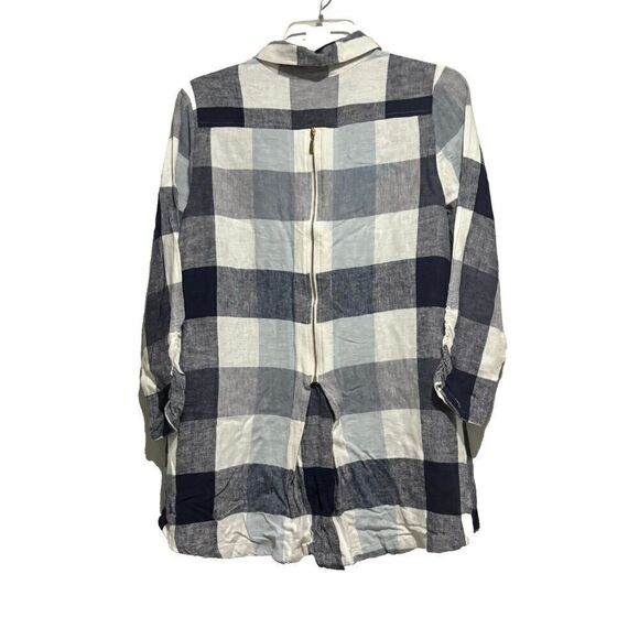Soft Surroundings Women's Carreaux Shirt Multicolor Small Plaid Ruched Sleeves - Picture 3 of 9